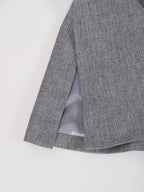 audreyyang Slim Waist Fitted Crew Neck Polyester Women Black Gray Long Sleeve Crop Tops