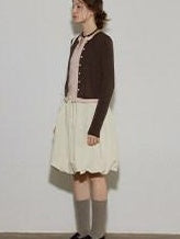 Lofi choose Two Tone Button Front Loose Fit Commuter Round Neck Women Knitwear Cardigans