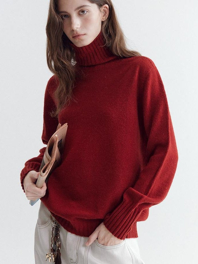 fano Cozy 100% Wool Turtleneck Casual Regular Fit Young Women Pullover Sweaters