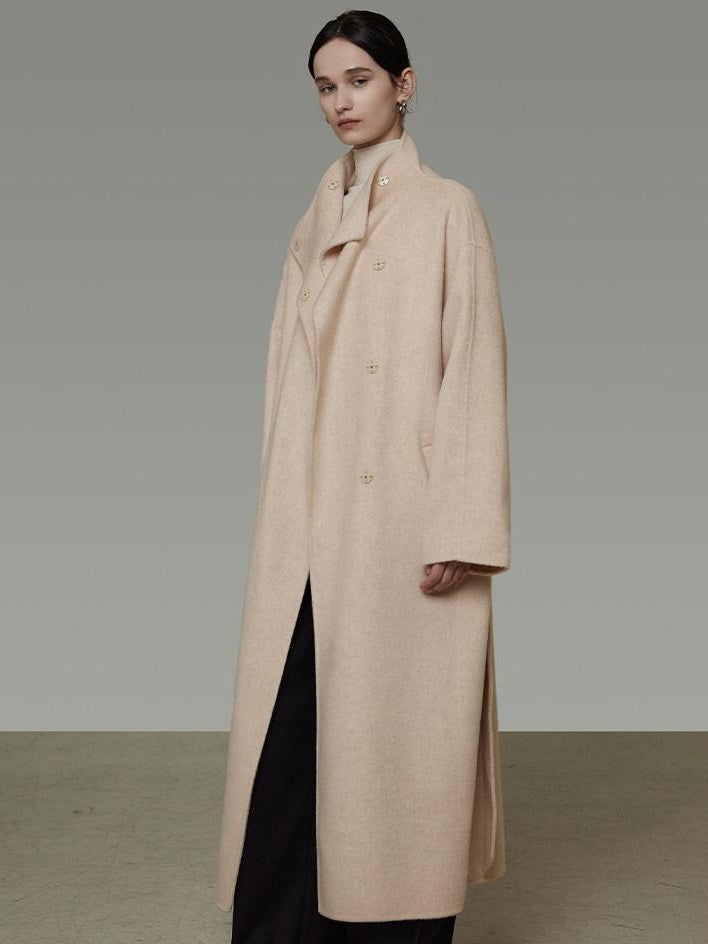 unspoken 100 Percent Wool Longline Thick Structured Relaxed Minimalist Blush Wool Coats