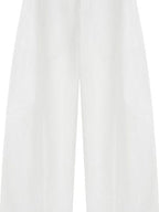 fano High Waist Sculpted Minimal Office Women Curved Pockets Rayon Wide Leg Pants