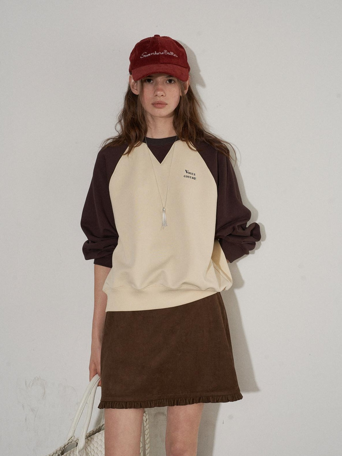 Lofi choose Cozy Colorblock Relaxed Fit Long Sleeve Crewneck Women Office Casual Sweatshirt