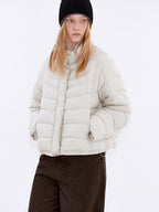 fano 90 Percent White Duck Down Warm Stand Collar Zipper Women Gray Down Jackets