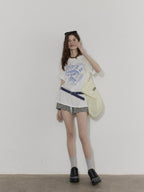 Lofi choose High Waist Relaxed Fit Women Office Commuter Black Apricot Striped Mini Shorts