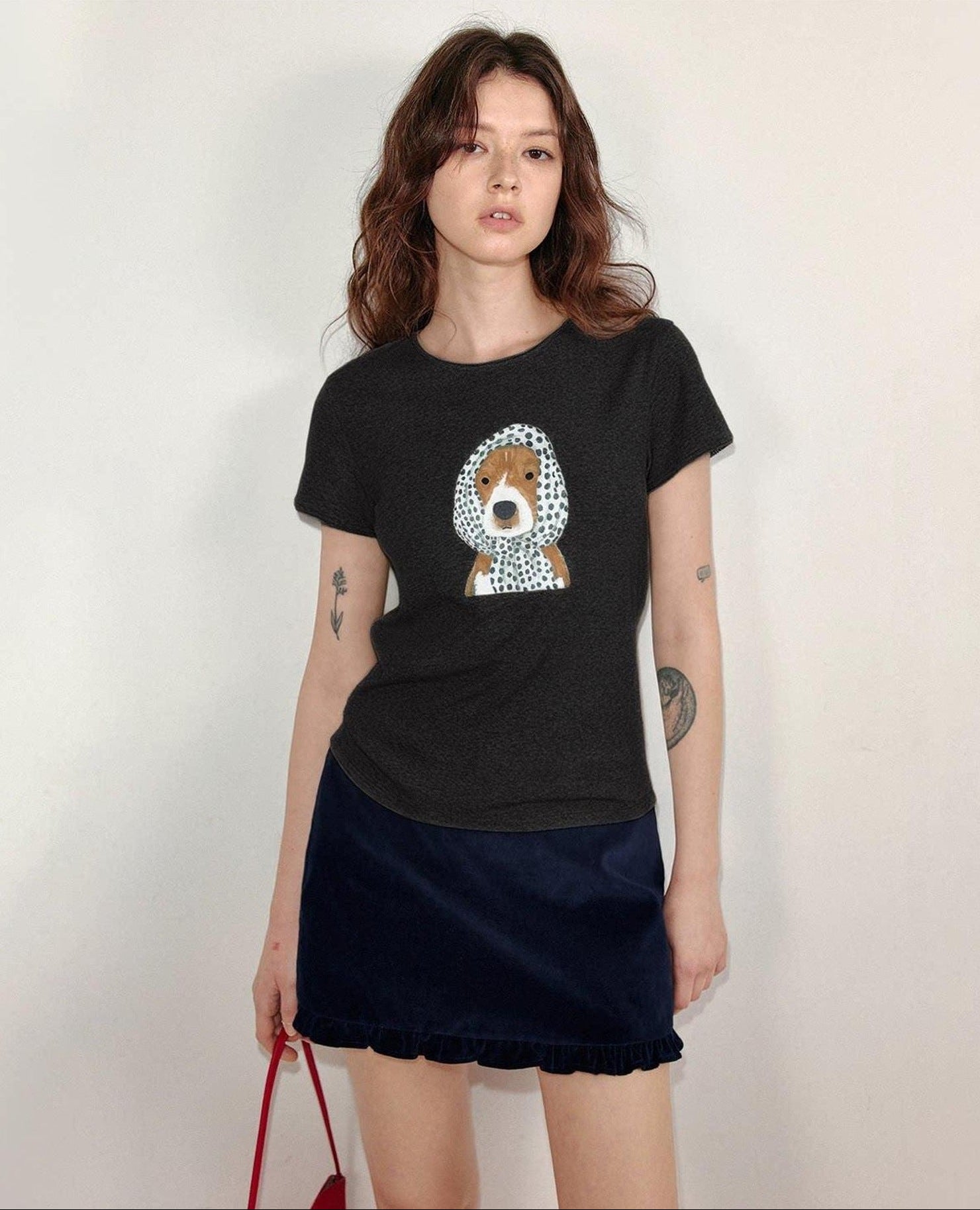 fano Viscose Blend Korean Slim Fit Crew Neck Animal Print Women Short Sleeve T-Shirts