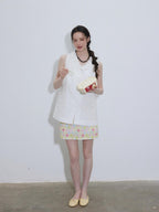 Lofi choose Chic Lace Collar Sleeveless Loose Fit Office Workwear Women White Blouses