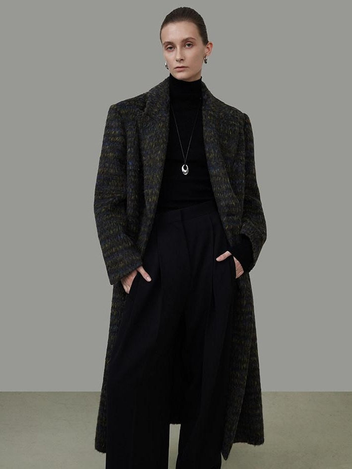unspoken Warm Thick Double Breasted Long Loose Fit Minimalist Office Charcoal Wool Coats