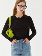 fano Minimalist 100 Percent Cotton Loose Crew Neck Women Basic Long Sleeve T-Shirts