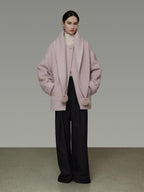 unspoken Cozy Lambswool Midlength Loose Tailored Minimal Women Pink Wool Coats
