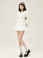 ikyou Warm Cotton Slim Embroidered Pocket Office Long Sleeve Button Solid Blouses