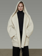 unspoken 100 Percent Sheep Wool Commuter Relaxed Notched Lapel White Wool Coats