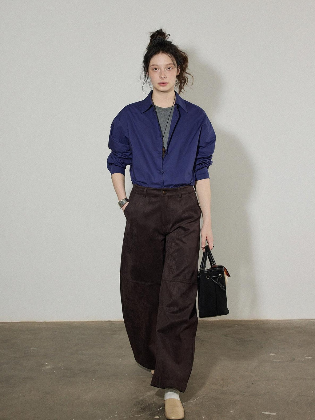 Lofi choose Pure Cotton Loose Fit Commuter Turndown Collar Long Sleeve Buttoned Women Shirts