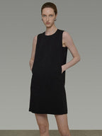 unspoken Minimal Sleeveless Natural Waist Structured Vest For Office Acetate Midi Dresses
