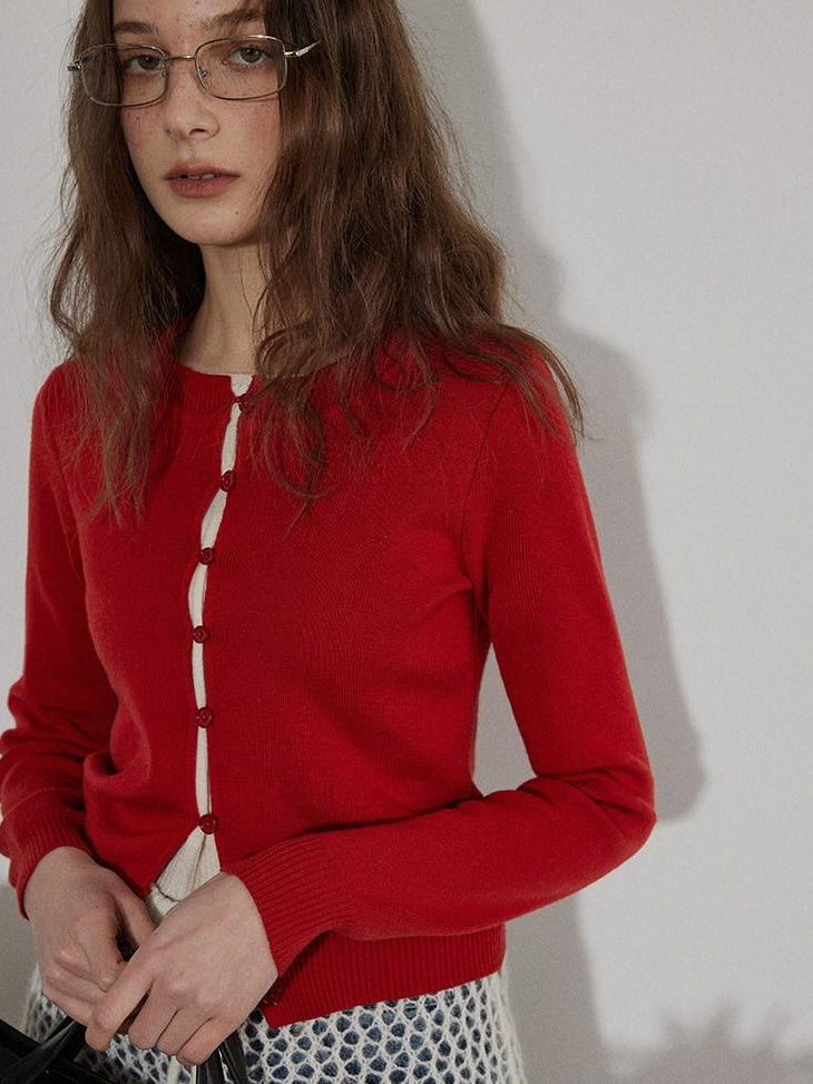 Lofi choose Cozy Button Front Relaxed Office Women Knit Long Sleeve Round Neck Cardigans