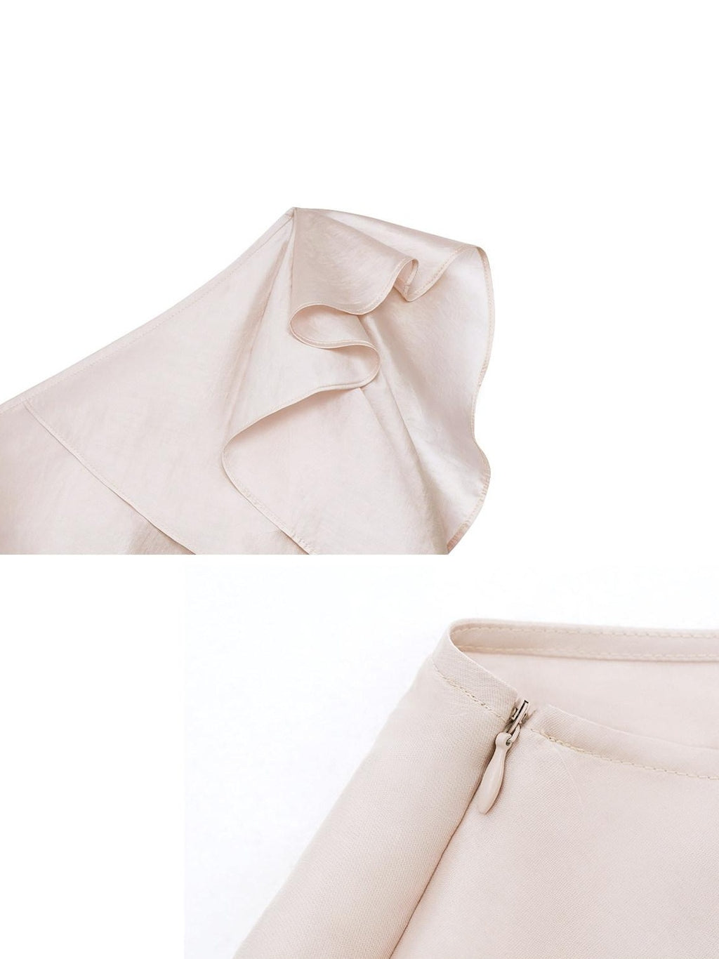 someonesometimes Ruffle One Shoulder Loose Tencel Modal Soft Mist Pink Women Top