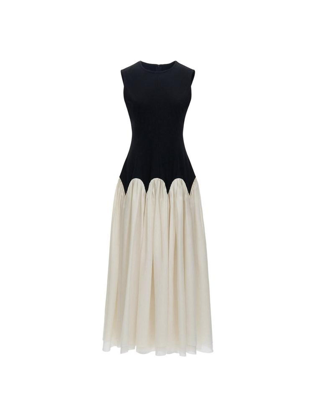 unspoken High Waist Colorblock A Line Sleeveless Minimalist Workwear Viscose Maxi Dresses