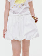 fano Lined Mid Waist A Line Bubble Skirt Loose Korean Solid White Mini Skirts