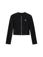 ikyou Stretch Cotton Blend Slim Fit Button 3D Applique Casual Women Knit Cardigans