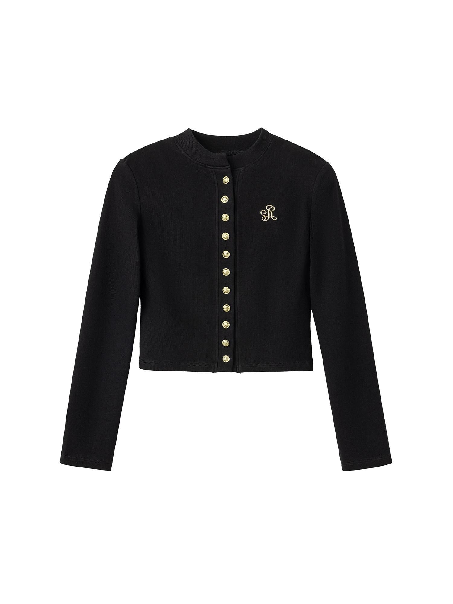 ikyou Stretch Cotton Blend Slim Fit Button 3D Applique Casual Women Knit Cardigans