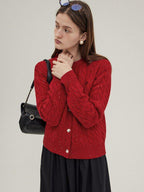 fano Pure Lambswool Minimal Commuter Low Round Neck Button Knitwear Women Cardigans
