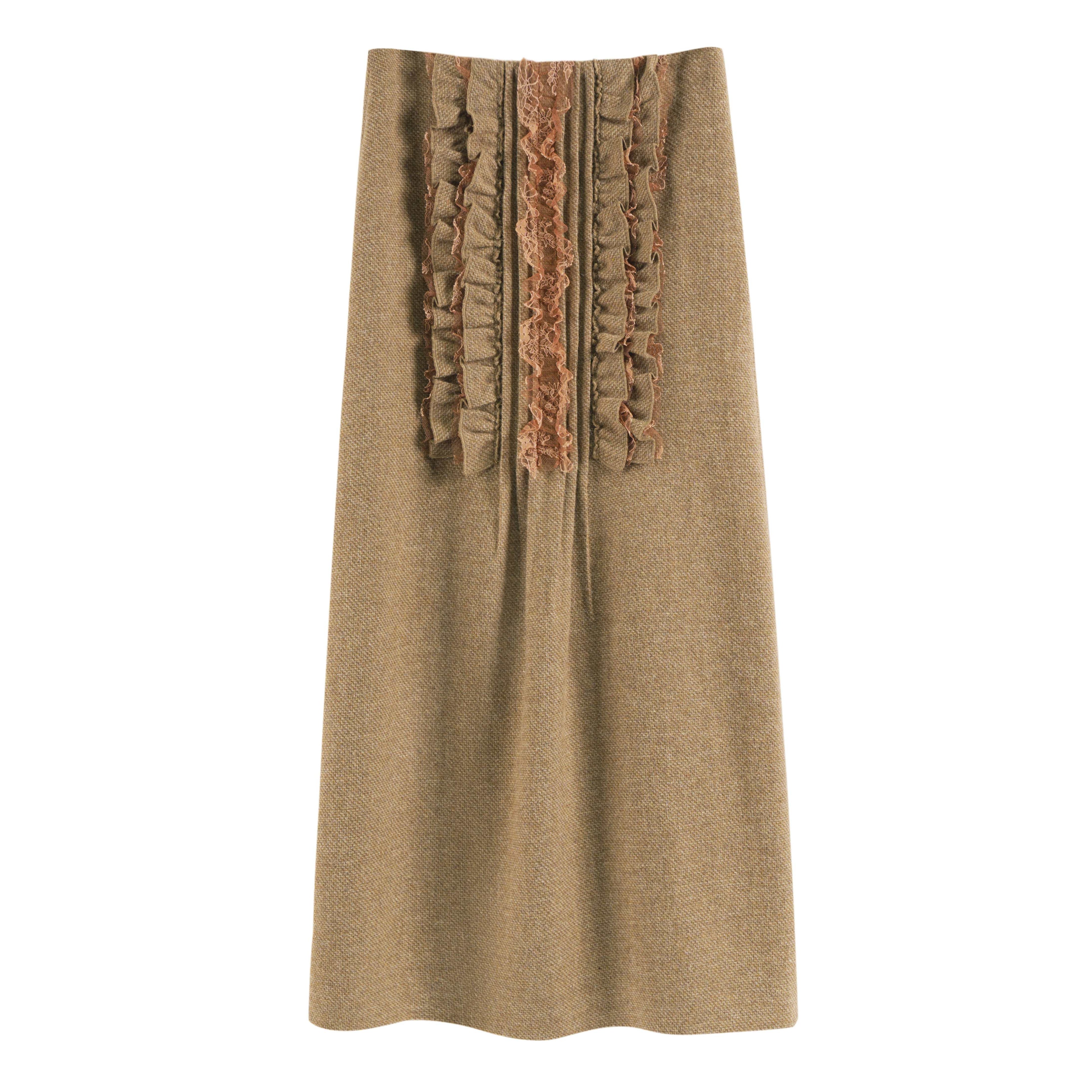someonesometimes Wool Blend Lined Vintage Straight Mid Hidden Zip Casual Women Maxi Skirts