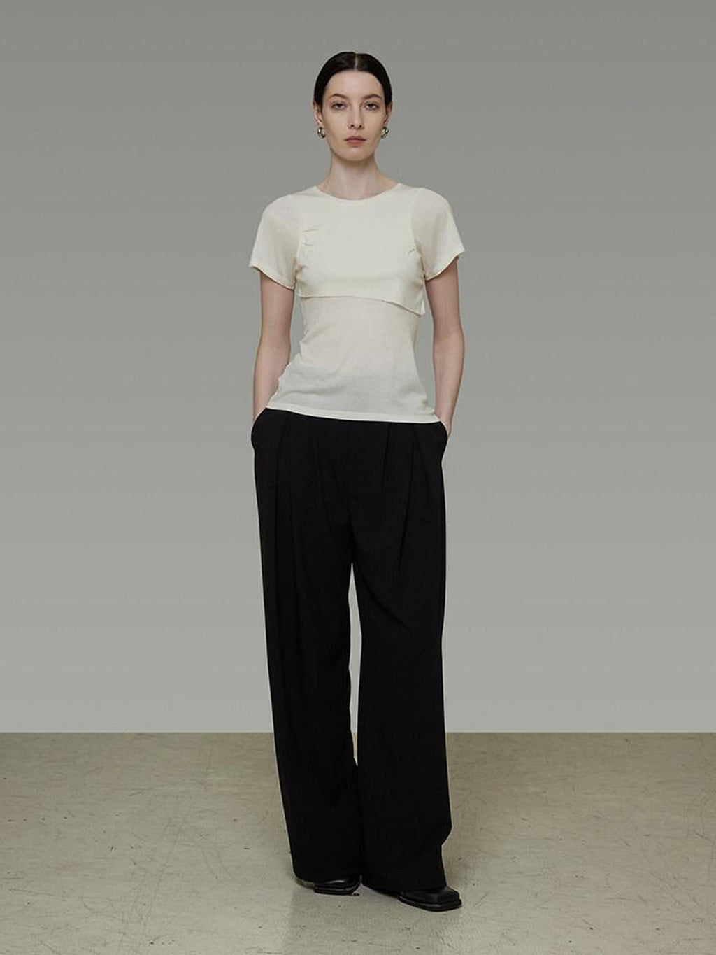 unspoken Soft Acrylic Slim Fit Crew Neck Minimal Office Women White Short Sleeve T-Shirts