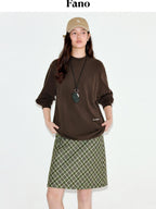 fano Embroidered Cotton Blend Relaxed Loose Womens Casual Long Sleeve T-Shirts
