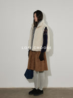 Lofi choose Flattering High Waist Ruched A Line Office Khaki Polyester Women Midi Skirts