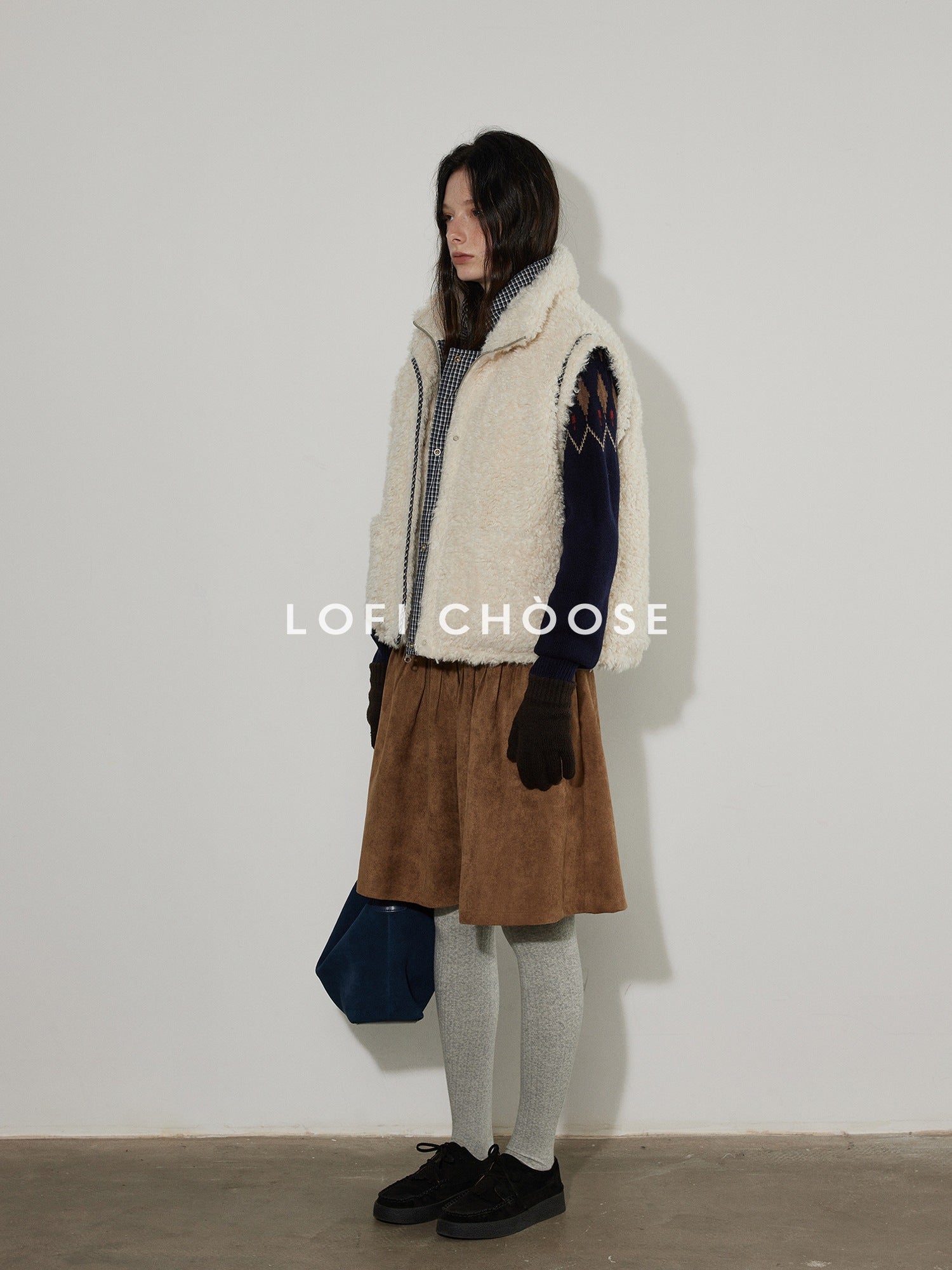 Lofi choose Flattering High Waist Ruched A Line Office Khaki Polyester Women Midi Skirts