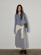Lofi choose Wool Blend Slim Fit Striped Commuter Women Button Front Knitwear Cardigans