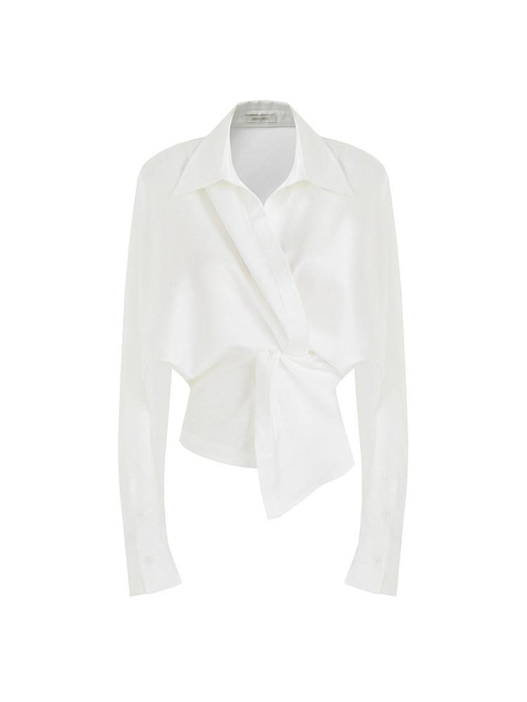 unspoken Shape Retaining Relaxed Slim V-neck Button Long Sleeve Women Polyester Blouses