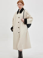 fano Single Breasted Stand Collar Relaxed Fit Women Polyester Lined Trench Coats