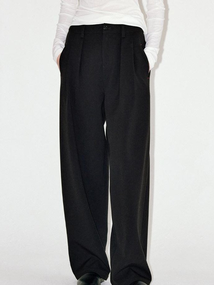 fano Elegant Office Mid Rise Straight Silhouette For Women Black Wide Leg Pants