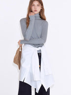 fano Cotton Cashmere Blend Slim Fit Casual High Neck Women Knit Pullover Sweaters