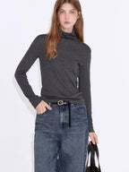 fano Cotton Cashmere Blend Slim Fit Casual High Neck Women Knit Pullover Sweaters