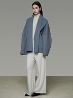 unspoken Pure Sheepswool Structured Tailoring Relaxed Fit Mist Blue Wool Coats