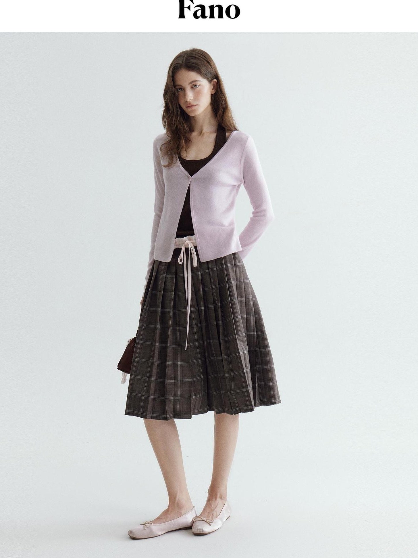 fano Soft Breathable Korean V-neck Slim Faux Layered Colorblock Cardigans