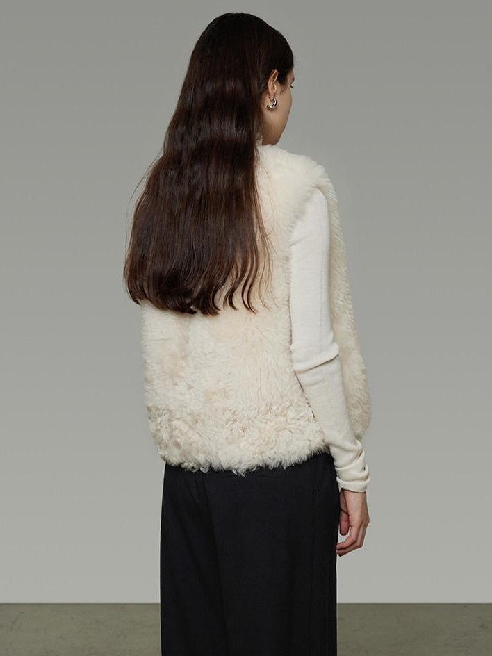 unspoken Wool Fleece Lined Single Button V-neck Tailored Workwear Beige Cropped Jackets