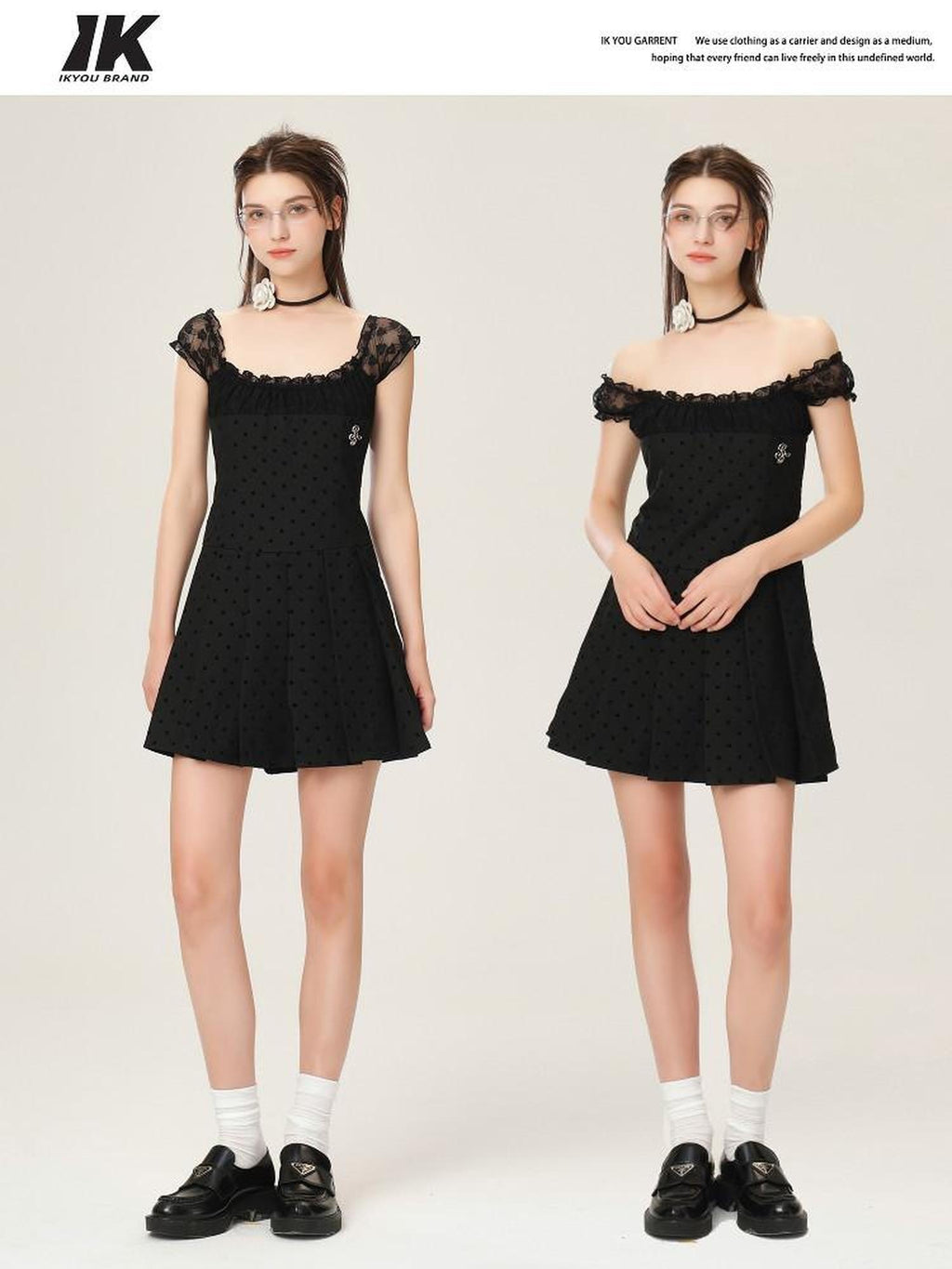ikyou Waist Defining Lace Minimalist Off Shoulder A Line Black Midi Dresses