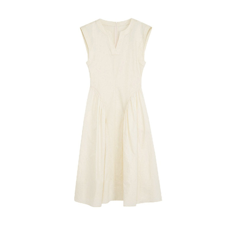 unspoken_High_Waist_Colorblock_V-neck_Sleeveless_Workwear_A_Line_Cotton_Maxi_Dresses_MISSTT