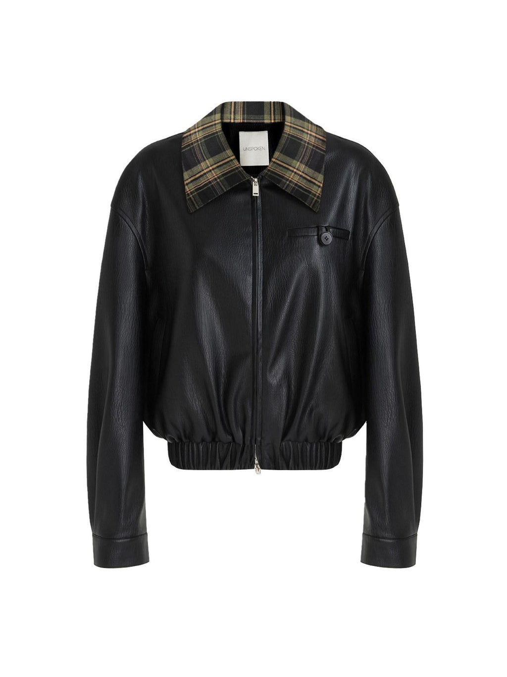unspoken Commuter Loose Cropped Colorblock Patchwork Lapel Zipper Leather Jackets