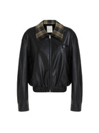 unspoken Commuter Loose Cropped Colorblock Patchwork Lapel Zipper Leather Jackets