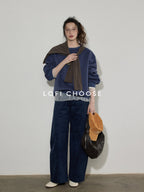 Lofi choose High Waist Stretch Wide Leg Zip Office Casual Women Brown Navy Straight Pants