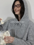 Lofi choose Commuter Ready Relaxed Loose Fit Pullover Unisex Gray Casual Hoodie