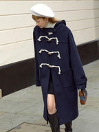 fano Thick Hooded Toggle Midlength Straight Pocket Commuter Solid Long Coats