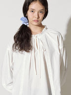 fano Breathable Lyocell Cotton Loose Round Neck Korean Long Sleeve White Blouses