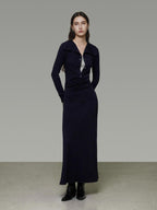 unspoken Breathable Modal Faux Twopiece Slim A Line V-neck Commuter Maxi Dresses