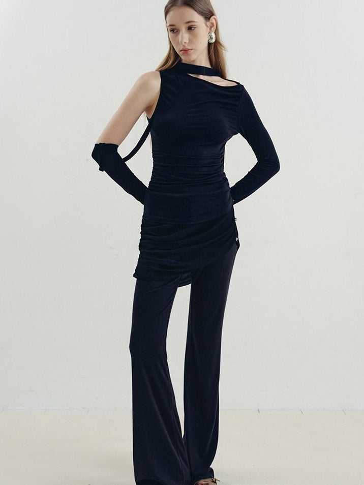someone sometimes Viscose Cotton Blend Cutout Slim Fit Casual Women Asymmetric Neck Knit Sweaters