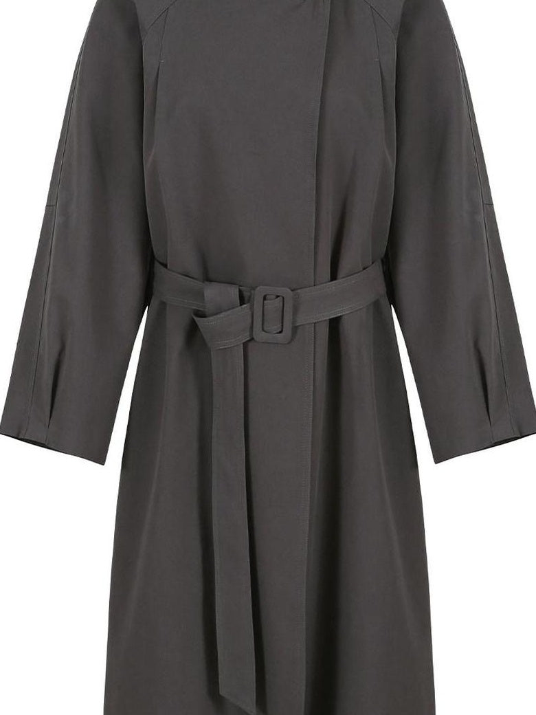 fano Cotton Lyocell Mid Length Single Breasted Straight Women Brown Trench Coats