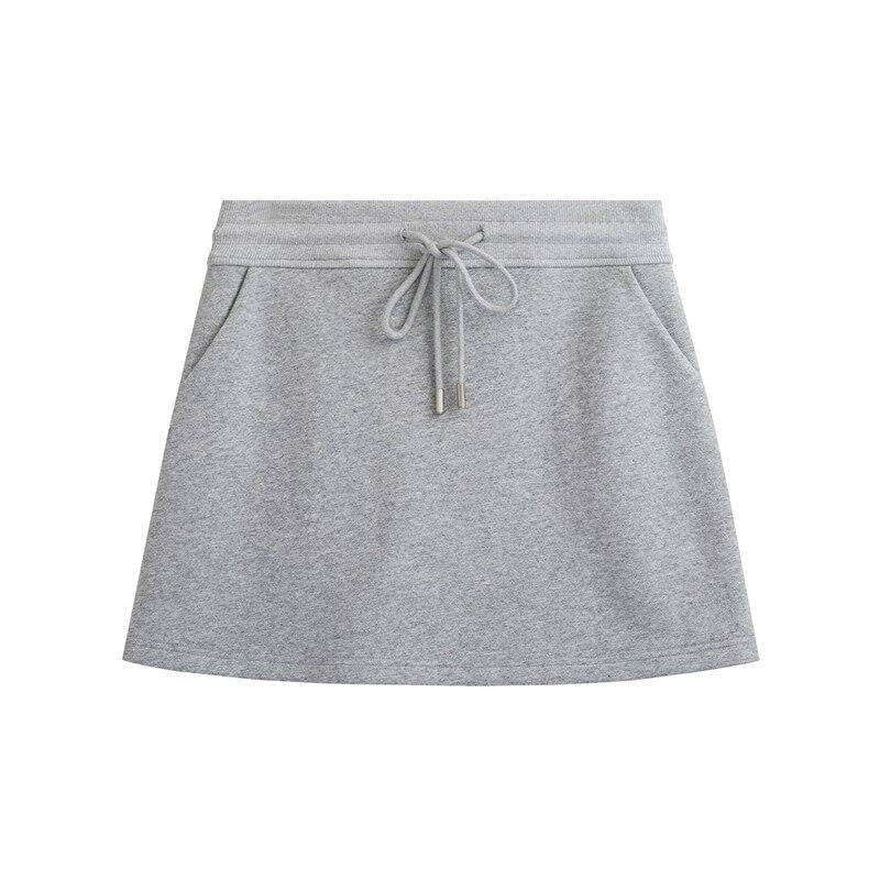 fano_Hooded_Zip_Cotton_Blend_Loose_Fit_Minimalist_Commuter_Gray_Top_&_Skirt_Sets_MISSTT